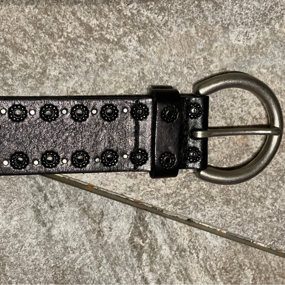 Fossil Black Leather Belt with Silver Buckle